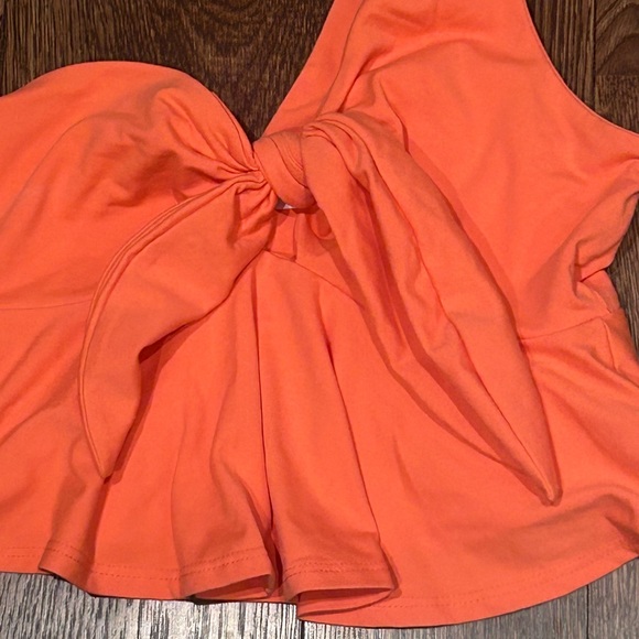Susana Monaco Orange One Shoulder Flounce Tank Top - Picture 2 of 10